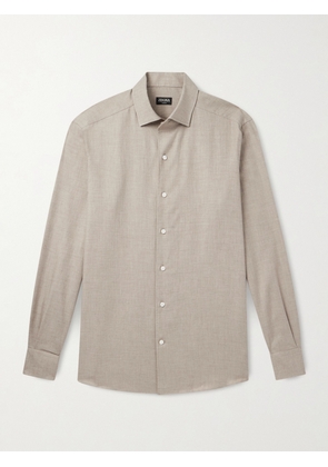 Zegna - Cotton and Cashmere-Blend Shirt - Men - Brown - S