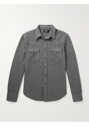 RRL - Brushed-Cotton Oxford Western Shirt - Men - Gray - S
