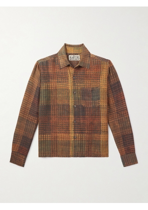 Kartik Research - Box Checked Silk Shirt - Men - Brown - S