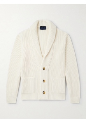 Thom Sweeney - Shawl-Collar Ribbed Wool Cardigan - Men - White - XS