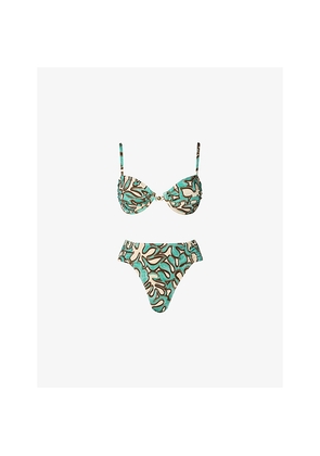 Womens Malina Tovere Floral-Print Draped Bikini Top