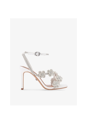 Womens Carvela Petalo Rhinestone-Embellished Faux-Leather Heeled Sandals