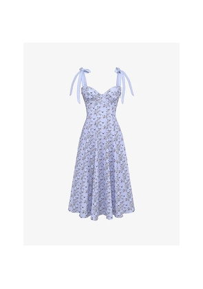 Womens House of CB Emely Floral-Print Stretch-Cotton Midi Dress