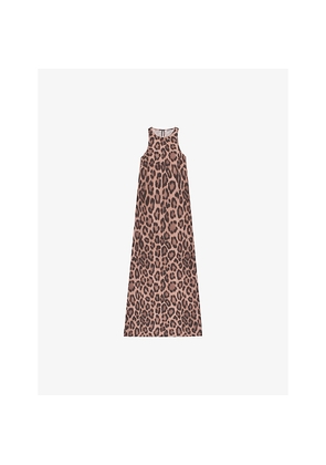 Womens Ro&Zo Leopard-Print Regular-Fit Sleeveless Stretch-Woven Midi Dress