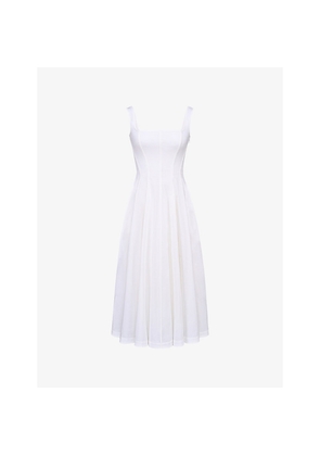 Womens House of CB Mariabella Straight-Neck Sleeveless Stretch-Cotton Midi Dress