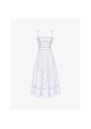 Womens House of CB Ava Broderie-Anglaise Stretch-Cotton Midi Dress