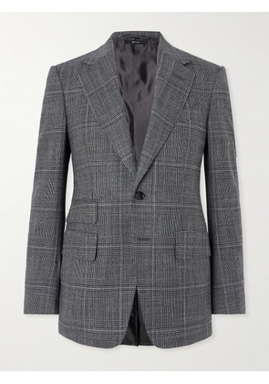 TOM FORD - Shelton Slim-Fit Prince of Wales Checked Wool and Silk-Blend Suit Jacket - Men - Gray - IT 48