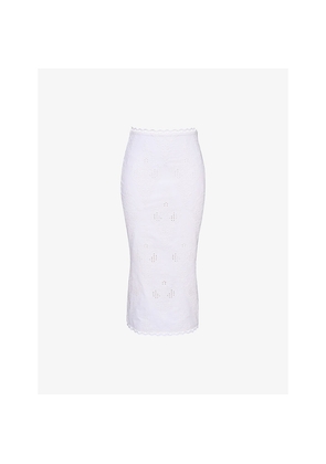 Womens House of CB Antonie Broderie-Anglaise Slim-Fit Cotton Midi Skirt