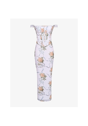 Womens House of CB Isis Corseted Woven Maxi Dress