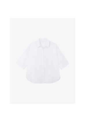 Womens The White Company Oversized Short-Sleeve Cotton-Poplin Shirt