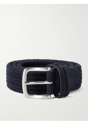 Mr P. - 3.5cm Suede-Trimmed Woven Belt - Men - Blue - EU 85