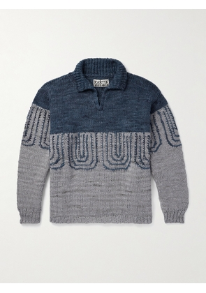 Kartik Research - Jacquard-Knit Wool Sweater - Men - Blue - S