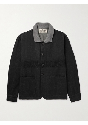 Kartik Research - Embroidered Felt-Trimmed Denim Jacket - Men - Black - S
