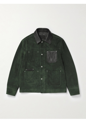 Mr P. - Full-Grain Leather-Trimmed Suede Chore Jacket - Men - Green - XS