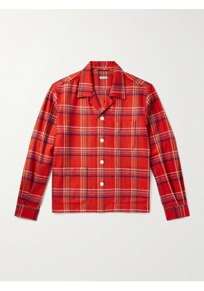 BODE - Gable Camp-Collar Checked Wool Overshirt - Men - Red - XS