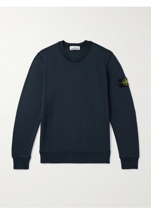 Stone Island - Logo-Appliquèd Garment-Dyed Organic Cotton-Jersey Sweatshirt - Men - Blue - S