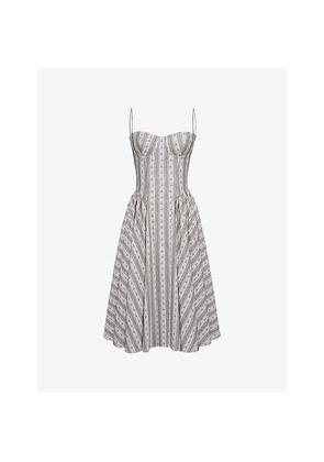 Womens House of CB Mya Floral-Print Stretch-Cotton Midi Dress