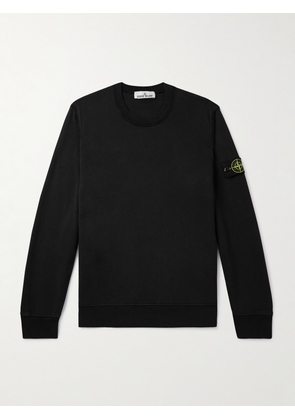 Stone Island - Logo-Appliquèd Garment-Dyed Organic Cotton-Jersey Sweatshirt - Men - Black - S