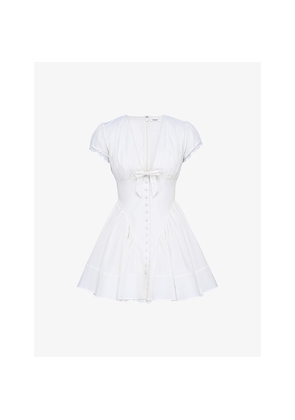 Womens House of CB Emiliana Plunge-Neck Stretch-Cotton Mini Dress