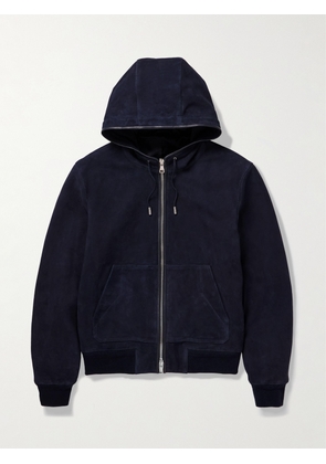 Mr P. - Suede Hoodie - Men - Blue - XS