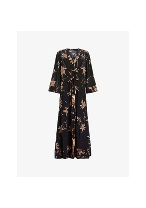 Womens Allsaints Diana Floral Woven Wrap Dress