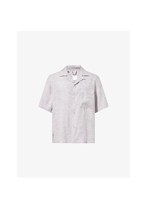Mens Eleventy Patch-Pocket Boxy-Fit Linen-Blend Shirt