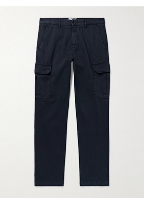 Mr P. - Samuel Slim-Fit Straight-Leg Organic Cotton-Twill Cargo Trousers - Men - Blue - 28