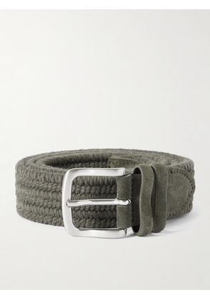 Mr P. - 3.5cm Suede-Trimmed Woven Belt - Men - Green - EU 85