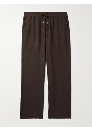 Mr P. - Edward Straight-Leg Garment-Dyed Linen Drawstring Trousers - Men - Brown - 28