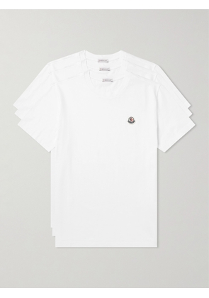 Moncler - Three-Pack Logo-Appliquéd Organic Cotton-Jersey T-Shirts - Men - White - XS