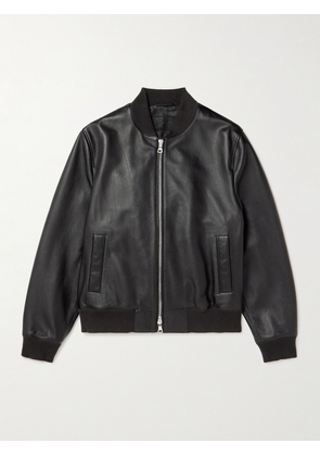 Mr P. - Full-Grain Leather Bomber Jacket - Men - Black - XS