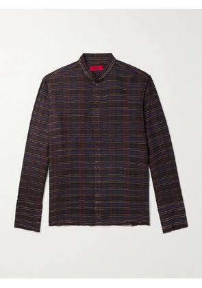 424 - Embroidered Checked Cotton-Blend Flannel - Men - Brown - IT 46