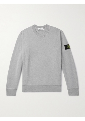 Stone Island - Logo-Appliquéd Garment-Dyed Organic Cotton-Jersey Sweatshirt - Men - Gray - S