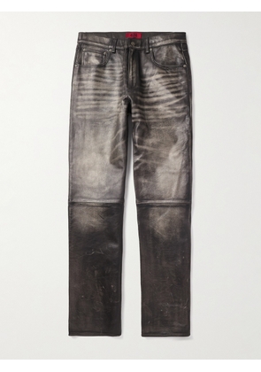 424 - Slim-Fit Straight-Leg Leather Trousers - Men - Black - IT 44