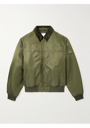 Maison Margiela - Oversized Corduroy-Trimmed Padded Nylon Bomber Jacket - Men - Green - IT 46