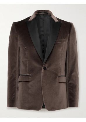 Paul Smith - Slim-Fit Satin-Trimmed Cotton-Velvet Tuxedo Jacket - Men - Brown - UK/US 36
