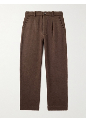 Kartik Research - Straight-Leg Pleated Brushed-Wool Trousers - Men - Brown - UK/US 30