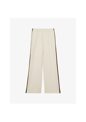 Womens Reiss Robyn Side-Stripe Wide-Leg Stretch-Woven Trousers