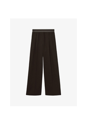 Womens Reiss Contrast-Waist Wide-Leg Stretch-Woven Trousers