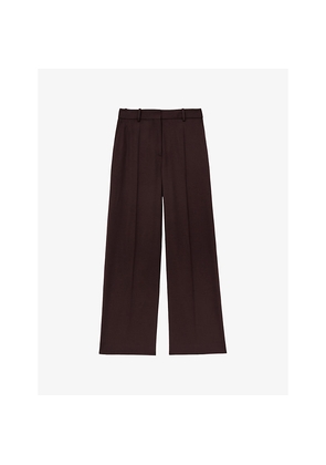 Womens Reiss Solene Wide-Leg High-Rise Stretch Wool-Blend Trousers