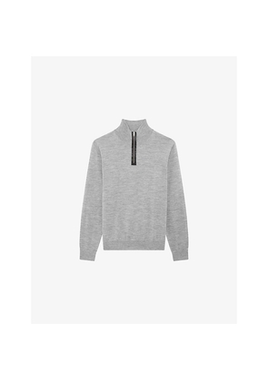 Mens The Kooples Funnel-Neck Half-Zip Wool Sweatshirt