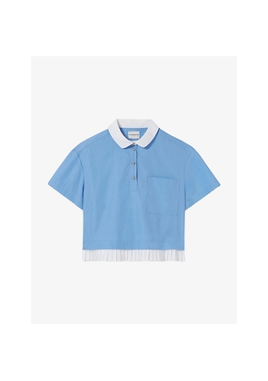 Womens Claudie Pierlot Peter-Pan Collar Pleated Cotton Top