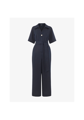 Womens Whistles Button-Front Wide-Leg Woven Jumpsuit