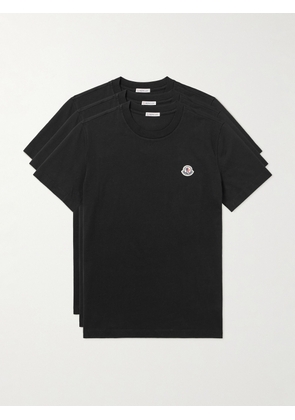 Moncler - Three-Pack Logo-Appliquéd Organic Cotton-Jersey T-Shirts - Men - Black - S