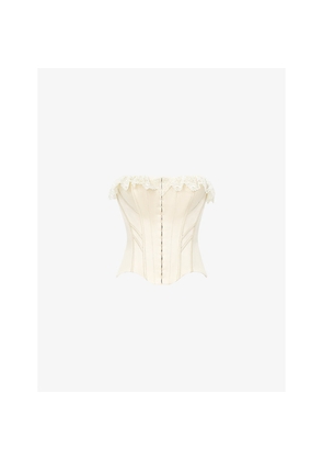 Womens House of CB Idella Lace-Trim Satin Corset Top