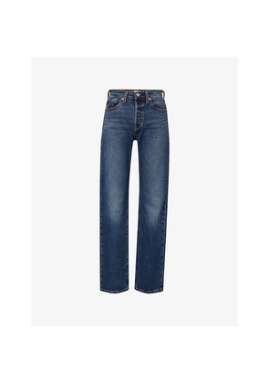 Womens Levis 501 Curve Straight-Leg Stretch-Denim Jeans