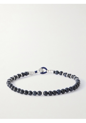Mikia - Circle4 Sterling Silver, Sapphire and Shell Beaded Bracelet - Men - Black - M