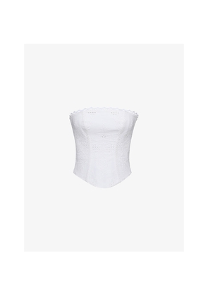 Womens House of CB Livie Broderie-Texture Cotton Corset Top