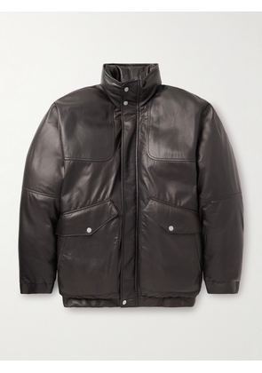 SECOND / LAYER - Leather Down Jacket - Men - Brown - IT 46