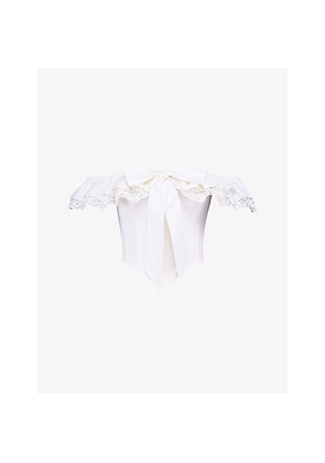 Womens House of CB Aria Bow-Embellished Stretch-Cotton Corset Top